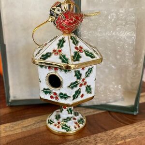 Vintage 4'' Cloisonne Birdhouse Hanging Ornament